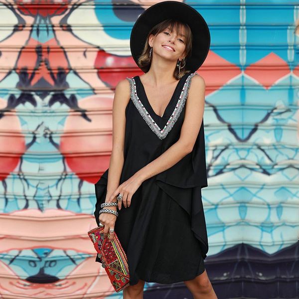 women's swimwear black tunic casual off shoulder bikini cover-ups v-neck women plus sie summer mini dress beach wear swim suit cover up, White;black
women's swimwear black tunic casual off shoulder bikini cover-ups v-neck women plus sie summer mini dress beach wear swim suit cover up, White;black