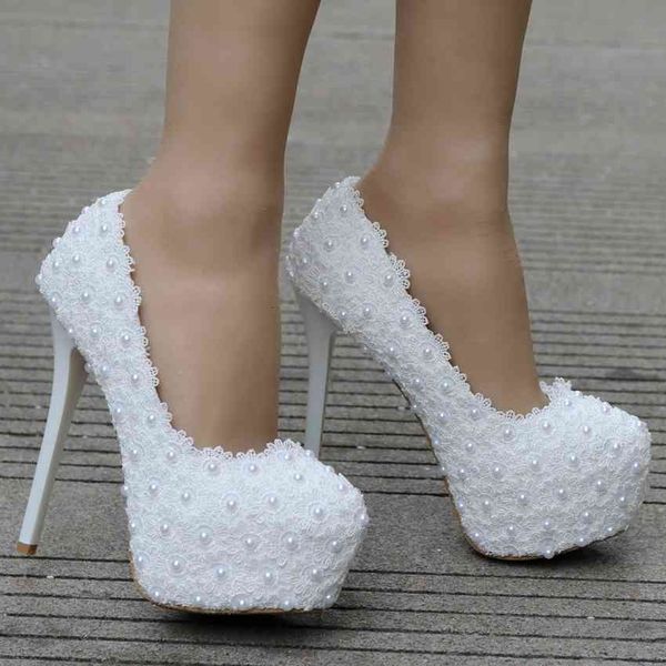 dress shoes white lace wedding bride 14cm high heels platform sweet party woman beading pumps c1za, Black
dress shoes white lace wedding bride 14cm high heels platform sweet party woman beading pumps c1za, Black
