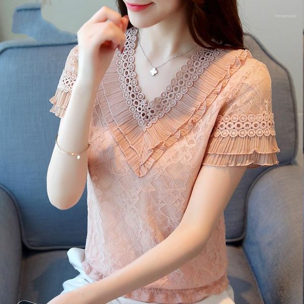 fashion women blouses 2021 summer lace shirt short sleeve blouse women's & shirts, White
fashion women blouses 2021 summer lace shirt short sleeve blouse women's & shirts, White