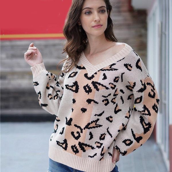 women's sweaters women pullovers fashion fall winter print leopard knitted long sleeve jumper casual loose v neck sweater, White;black
women's sweaters women pullovers fashion fall winter print leopard knitted long sleeve jumper casual loose v neck sweater, White;black
