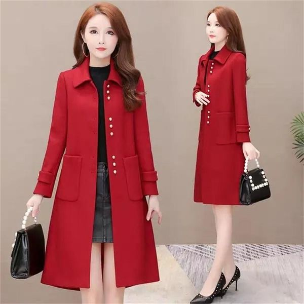 women's wool & blends korean coat autumn and winter 2021 style ladies fashion casual mid-length woolen, Black
women's wool & blends korean coat autumn and winter 2021 style ladies fashion casual mid-length woolen, Black