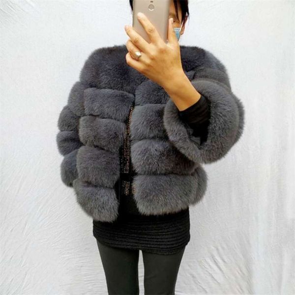 real fur coat 100% natural winter women's jacket warm vest fashion luxurious 210928, Black