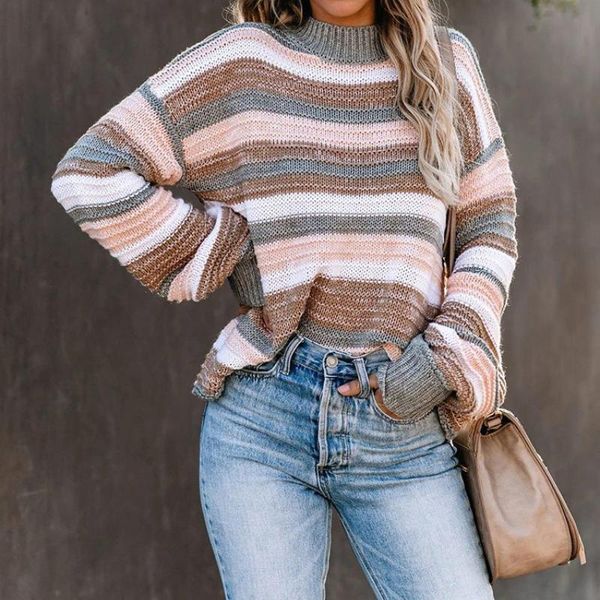 women's sweaters women holiday slim long sleeve jumper casual 2021 striped bohemian knitwear sweater female vintage loose pullovers, White;black
women's sweaters women holiday slim long sleeve jumper casual 2021 striped bohemian knitwear sweater female vintage loose pullovers, White;black