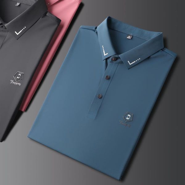 men's polos 2021 high-end seamless rubber pressure silk slip elastic ice fabrics summer business casual lapel short sleeve t-shirt, White;black
men's polos 2021 high-end seamless rubber pressure silk slip elastic ice fabrics summer business casual lapel short sleeve t-shirt, White;black