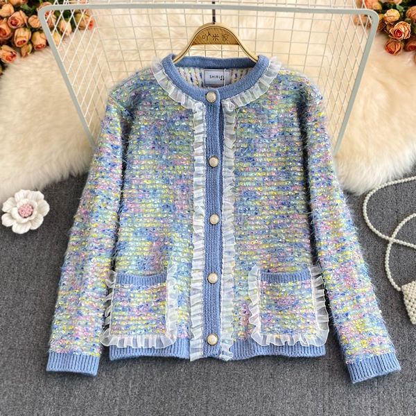 women's jackets autumn and winter 2021korean style french retro socialite short knitted jacket casual rainbow clothes women, Black;brown
women's jackets autumn and winter 2021korean style french retro socialite short knitted jacket casual rainbow clothes women, Black;brown