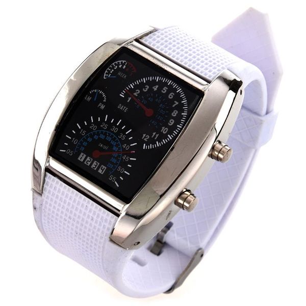 wristwatches flash led men's sports car meter dial stainless steel rubber band watch, Slivery;brown
wristwatches flash led men's sports car meter dial stainless steel rubber band watch, Slivery;brown