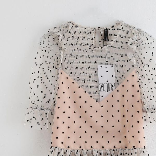womens clothing summer 2021 new casual collar seven sleeve laminated decorative wave dot mesh shirt drop shipping, White
womens clothing summer 2021 new casual collar seven sleeve laminated decorative wave dot mesh shirt drop shipping, White