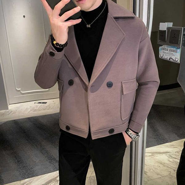 autumn and winter wool blends mens coats korean windbreaker loose short casual fashion men jackets social solid overcoats 210527, Black
autumn and winter wool blends mens coats korean windbreaker loose short casual fashion men jackets social solid overcoats 210527, Black