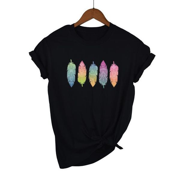 women's t-shirt fashion summer color feather t shirt women lovely cartoon good quality comfortable brand cotton, White
women's t-shirt fashion summer color feather t shirt women lovely cartoon good quality comfortable brand cotton, White