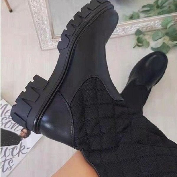 boots winter 2021 european and american large size round head solid color woven thick bottom casual tall fashion, Black
boots winter 2021 european and american large size round head solid color woven thick bottom casual tall fashion, Black