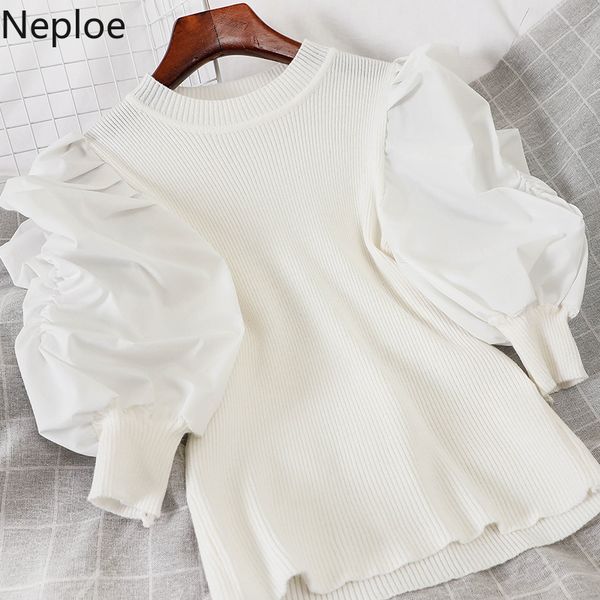 neploe knitted patchwork blouse women solid o neck lantern sleeve blusa shirts spring fashion casual female 1c248 210225, White
neploe knitted patchwork blouse women solid o neck lantern sleeve blusa shirts spring fashion casual female 1c248 210225, White
