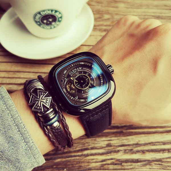 wristwatches glenaw mechanical watch men square watches automatic man wristwatch clock openwork military gifts for, Slivery;brown
wristwatches glenaw mechanical watch men square watches automatic man wristwatch clock openwork military gifts for, Slivery;brown