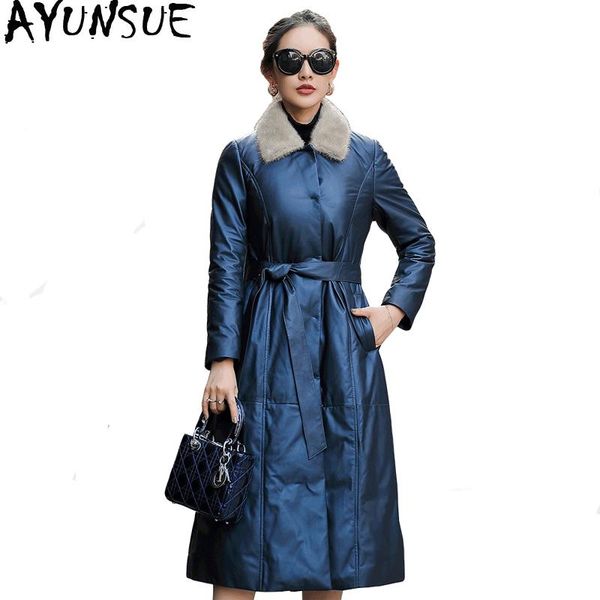 women's leather & faux ayunsue real jacket winter coat women collar long down genuine sheepskin chaqueta mujer my, Black
women's leather & faux ayunsue real jacket winter coat women collar long down genuine sheepskin chaqueta mujer my, Black