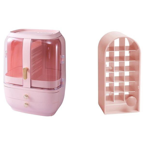 storage boxes & bins 18 grids lipstick box makeup organizer cosmetic shelf pink