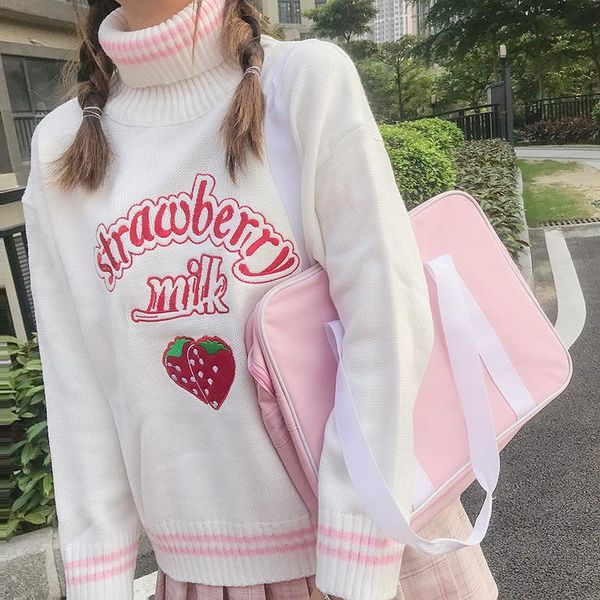 women's sweaters cute strawberry embroidered loose sweater kawaii ulzzang female korean harajuku clothing shirts for women sale, White;black
women's sweaters cute strawberry embroidered loose sweater kawaii ulzzang female korean harajuku clothing shirts for women sale, White;black