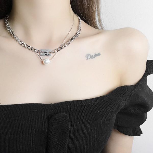 pendant necklaces hangzhi 2021 trend all-match colorless clavicle chain cold wind light luxury double stainless steel pearl necklace, Silver
pendant necklaces hangzhi 2021 trend all-match colorless clavicle chain cold wind light luxury double stainless steel pearl necklace, Silver