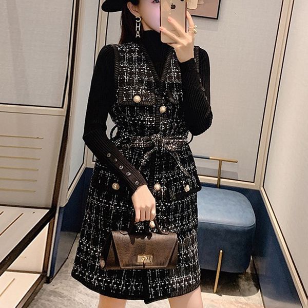 2021 new autumn women's fashion 2 piece set v-neck plaid tweed sleeveless vest jacket + long sleeve knitting shirt outfits 1p1v, Gray
2021 new autumn women's fashion 2 piece set v-neck plaid tweed sleeveless vest jacket + long sleeve knitting shirt outfits 1p1v, Gray
