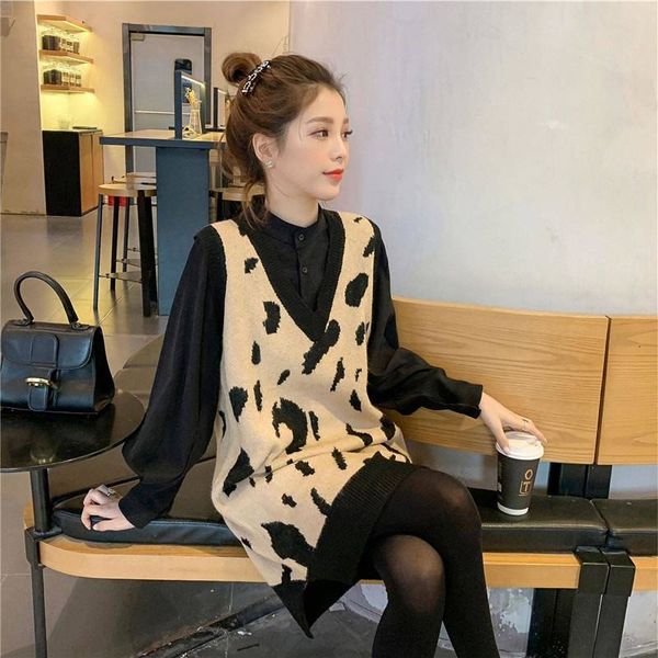 2021 spring fall two pieces elastic women's suit button solid pullover sweater gown female leopard with cleavage v waistcoat h100 cews, Black;brown
2021 spring fall two pieces elastic women's suit button solid pullover sweater gown female leopard with cleavage v waistcoat h100 cews, Black;brown