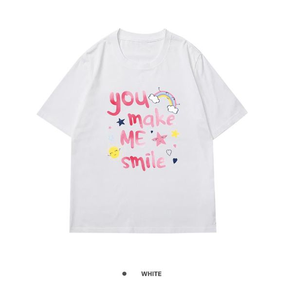 women's t-shirt you make me smile print tshirts woman short sleeve 2021 summer casual soft loose graphic women, White
women's t-shirt you make me smile print tshirts woman short sleeve 2021 summer casual soft loose graphic women, White