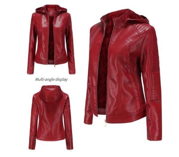 women's leather & faux 2021 europe and america large size jacket plus velvet autumn winter warm hooded, Black
women's leather & faux 2021 europe and america large size jacket plus velvet autumn winter warm hooded, Black