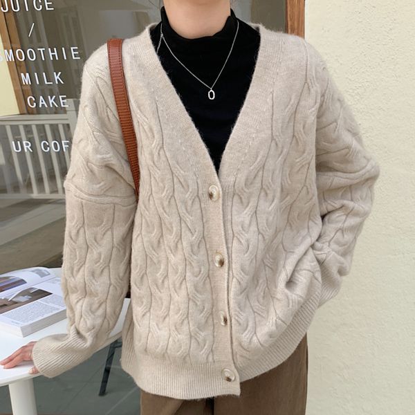 2021 new autumn winter twist knitted sweater cardigans v-neck single breasted women sweaters solid loose long sleeve pull femme coat ka1a, White;black
2021 new autumn winter twist knitted sweater cardigans v-neck single breasted women sweaters solid loose long sleeve pull femme coat ka1a, White;black