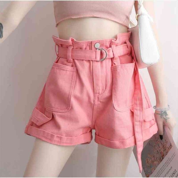 0646 summer vintage denim shorts women cotton wide leg shorts with belt casual high waist jeans women pink white, White;black
0646 summer vintage denim shorts women cotton wide leg shorts with belt casual high waist jeans women pink white, White;black