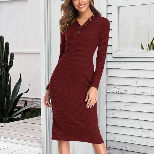 new knitted sleeve women 2021 autumn winter midi long sweater vintage button v neck bodycon red party dpob, Black;gray
new knitted sleeve women 2021 autumn winter midi long sweater vintage button v neck bodycon red party dpob, Black;gray
