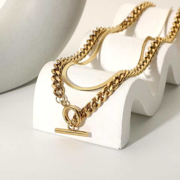 chokers 2pcs/set double layer gold plated stainless steel miami snake chain collar choker necklace for women fashion lady jewelry, Golden;silver
chokers 2pcs/set double layer gold plated stainless steel miami snake chain collar choker necklace for women fashion lady jewelry, Golden;silver