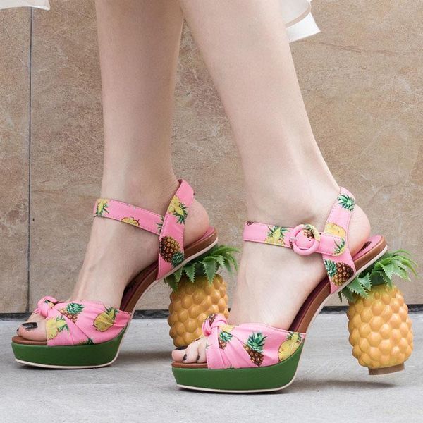 sandals printed fabric, sweet heel thick bottom and lady pineapple shoes personalized super-high large size, Black
sandals printed fabric, sweet heel thick bottom and lady pineapple shoes personalized super-high large size, Black