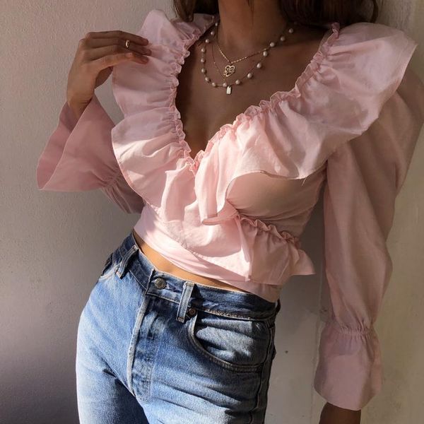 autumn women ruffle v-neck crop ladies casual holiday long puff sleeve blouse shirt fashion solid, White
autumn women ruffle v-neck crop ladies casual holiday long puff sleeve blouse shirt fashion solid, White