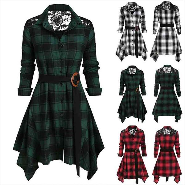 fashion turn-down collar lace button womens dresses plaid printed long sleeve gothic punk style cosplay mini shirt dress vestidos g3, Black;gray
fashion turn-down collar lace button womens dresses plaid printed long sleeve gothic punk style cosplay mini shirt dress vestidos g3, Black;gray
