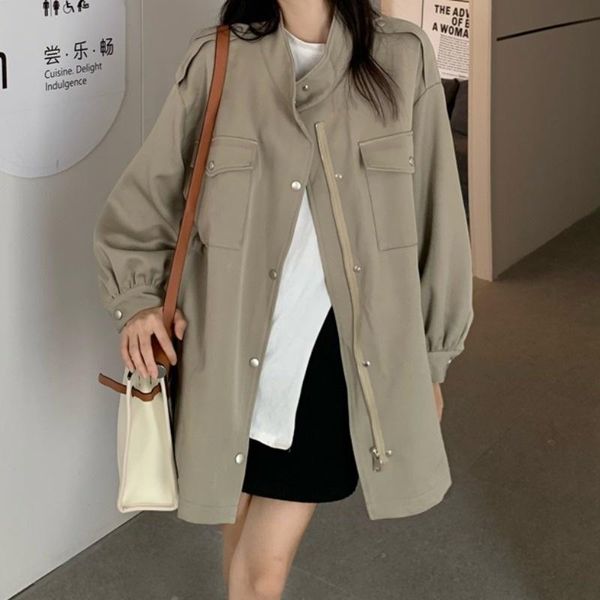 women's trench coats coat spring and autumn 2021 korean loose design work clothes long sleeve medium jacket top, Tan;black
women's trench coats coat spring and autumn 2021 korean loose design work clothes long sleeve medium jacket top, Tan;black