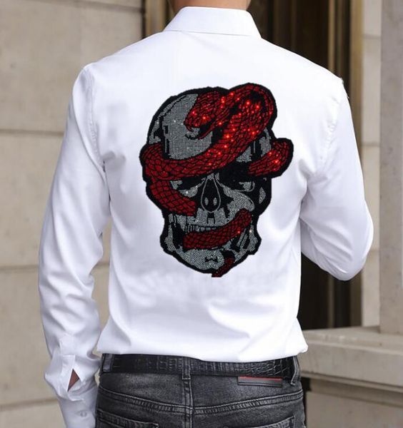 fashion men long sleeve cool shirt skulls drill pattern slim clothing 3xl fit size casual wear, White;black
fashion men long sleeve cool shirt skulls drill pattern slim clothing 3xl fit size casual wear, White;black