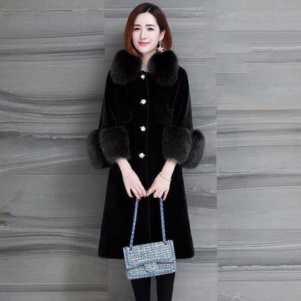 women's fur & faux luxury to keep warm in winter particles suede collar temperament ladies long fashion jacket, Black
women's fur & faux luxury to keep warm in winter particles suede collar temperament ladies long fashion jacket, Black
