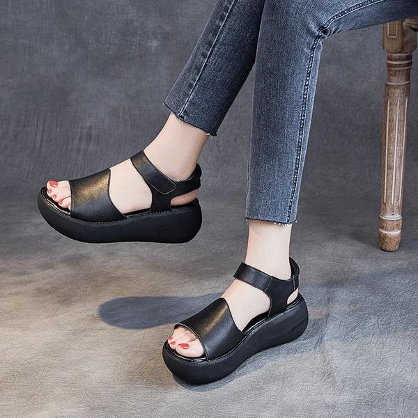 small size leather sandals women's slope heel 2021 summer new korean leisure heightening muffin open toe sandals fashion, Black
small size leather sandals women's slope heel 2021 summer new korean leisure heightening muffin open toe sandals fashion, Black