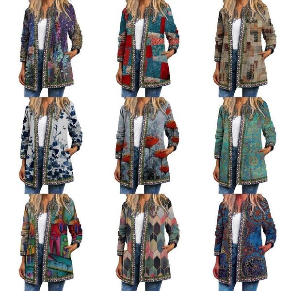 women's jackets winter 2021 cardigan vintage ethnic floral printed long sleeve tunic ladies loose outerwear coat wool blends, Black;brown
women's jackets winter 2021 cardigan vintage ethnic floral printed long sleeve tunic ladies loose outerwear coat wool blends, Black;brown