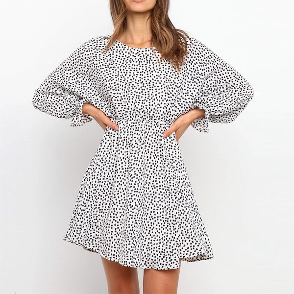 new women spring polka dot 2021 casual long sleeve mini print office female elegant a line party vestidos by4a, Black;gray
new women spring polka dot 2021 casual long sleeve mini print office female elegant a line party vestidos by4a, Black;gray