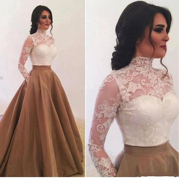 2021 two pieces lace prom dresses a line high neck long sleeves satin pocket skirt formal evening gowns party dress maid of honor, Black
2021 two pieces lace prom dresses a line high neck long sleeves satin pocket skirt formal evening gowns party dress maid of honor, Black
