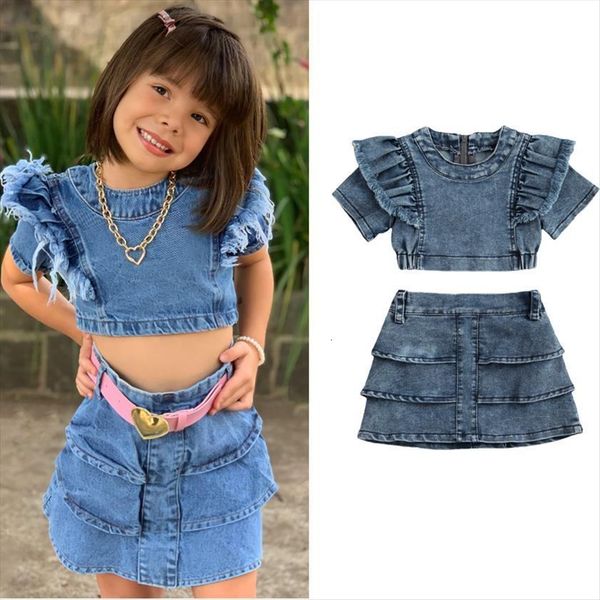 summer kids toddler girls outfits solid color short sleeves crop high waist layered skirt denim clothes 1 6years, White
summer kids toddler girls outfits solid color short sleeves crop high waist layered skirt denim clothes 1 6years, White