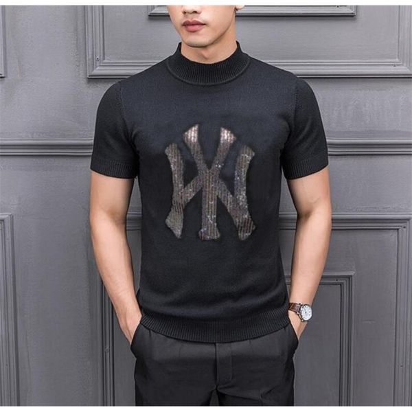 2021 new man round neck short sleeve diamond stone youth fashion slim sweater 3489, White;black
2021 new man round neck short sleeve diamond stone youth fashion slim sweater 3489, White;black