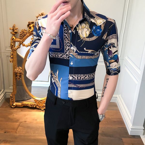 British 2021 New Style Will See Male Printing Shirt Fashion Half Sleeve Casual Shirts Fine Fit Streetwear Men's Blouse 3xl S9C4, Black;brown
British 2021 New Style Will See Male Printing Shirt Fashion Half Sleeve Casual Shirts Fine Fit Streetwear Men's Blouse 3xl S9C4, Black;brown