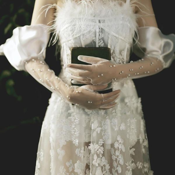 five fingers gloves girl long lace pearl full finger mittens elegant tulle gorgeous mesh ornaments wedding props, Blue;gray
five fingers gloves girl long lace pearl full finger mittens elegant tulle gorgeous mesh ornaments wedding props, Blue;gray