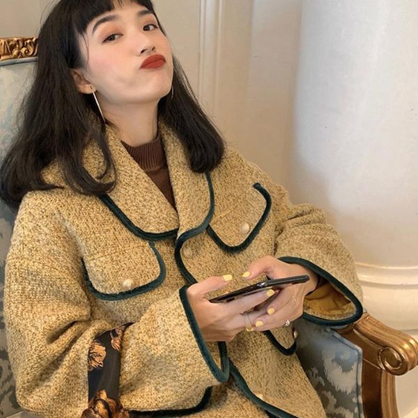 women's wool & blends women fashion overcoat 2021 autumn and winter retro style thickened short woolen coat for, Black
women's wool & blends women fashion overcoat 2021 autumn and winter retro style thickened short woolen coat for, Black