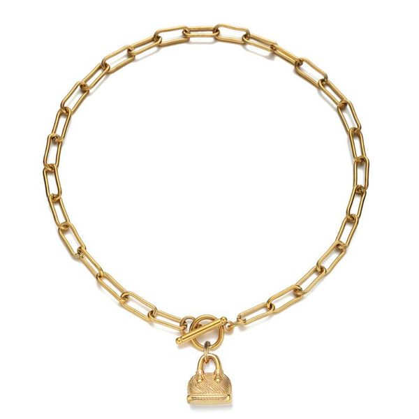 pendant necklaces stainless steel paper clip chain toggle handbag padlock choker necklace for women ot buckle lock jewelry, Silver
pendant necklaces stainless steel paper clip chain toggle handbag padlock choker necklace for women ot buckle lock jewelry, Silver