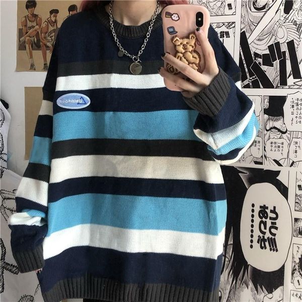 striped knitted sweaters korean fashion o-neck long sleeve loose pullover causal plus size winter clothes for women hipster, White;black
striped knitted sweaters korean fashion o-neck long sleeve loose pullover causal plus size winter clothes for women hipster, White;black