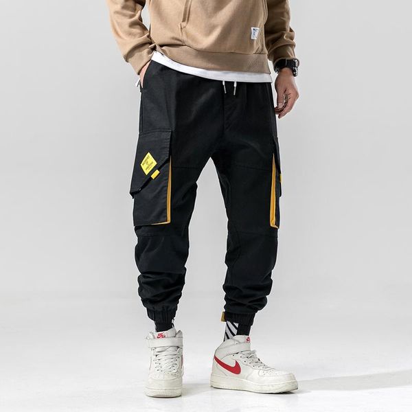 men's pants vintage stylish multi-pockets panelled pencil hip hop autumn casual cargo jogger trousers elastic waist for male, Black
men's pants vintage stylish multi-pockets panelled pencil hip hop autumn casual cargo jogger trousers elastic waist for male, Black