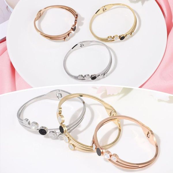 bangle party gifts accessories titanium steel unique open twisted bracelet oval zircon, Black
bangle party gifts accessories titanium steel unique open twisted bracelet oval zircon, Black