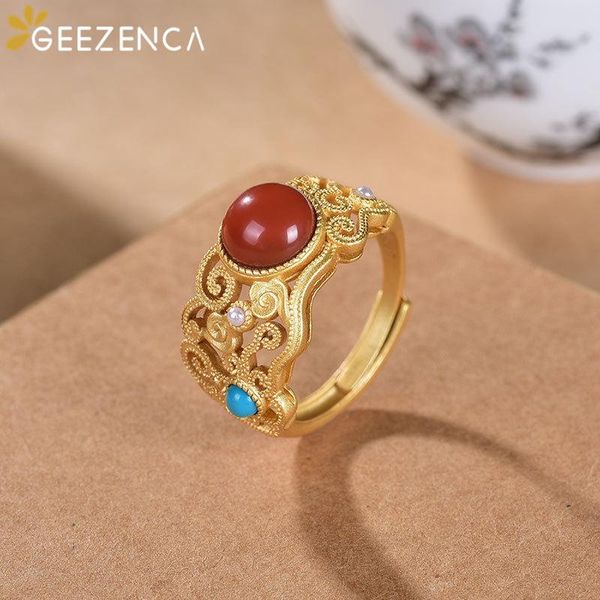 cluster rings 925 sterling silver agate gold-plated fine jewelry women hollow craft cloud turquoise open ring vintage trendy party gift, Golden;silver
cluster rings 925 sterling silver agate gold-plated fine jewelry women hollow craft cloud turquoise open ring vintage trendy party gift, Golden;silver