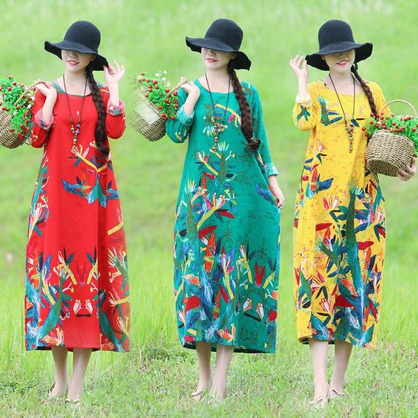 casual dresses 2021 women summer vintage print long sleeve dress cotton and linen floral plus size, Black;gray
casual dresses 2021 women summer vintage print long sleeve dress cotton and linen floral plus size, Black;gray