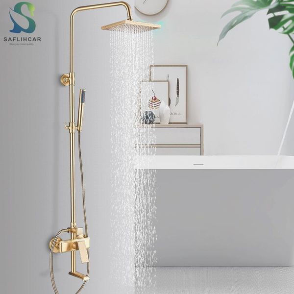brushed gold bathroom shower set square shower spray with hand wall-mounted bathroom faucet
brushed gold bathroom shower set square shower spray with hand wall-mounted bathroom faucet